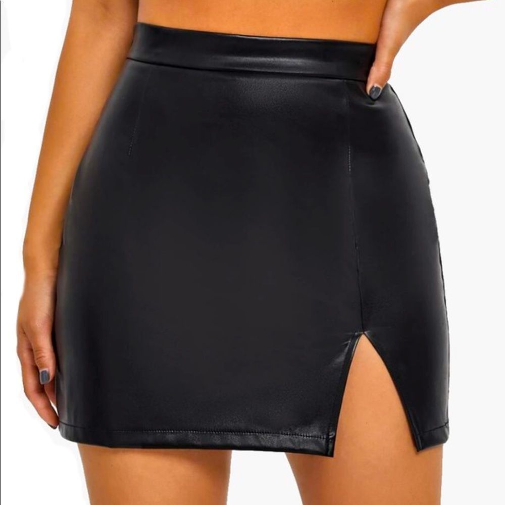 Black Faux Leather Mini Skirt